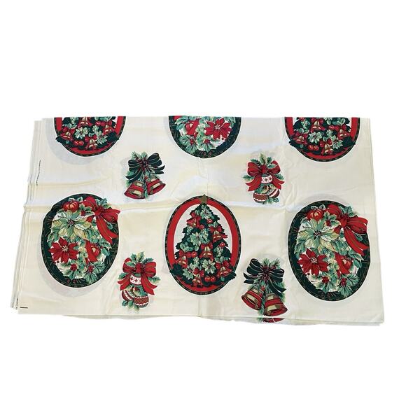 VTG Wamsutta Hallmark Christmas Applique Cut N Sew Panel Tree Ornaments 80s 2yd - Picture 2 of 4